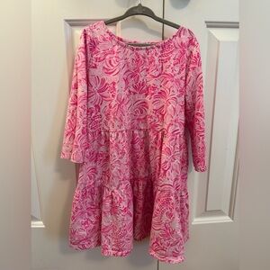 Lilly Pulitzer Mini Geanna Dress Pink Blossom Foxy Llama Girls Medium 6-7